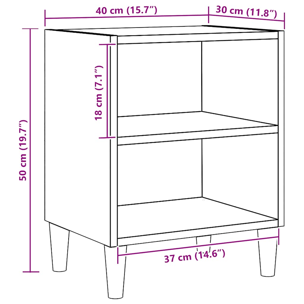 Nattbord 2 stk artisan eik 40x30x50 cm konstruert tre