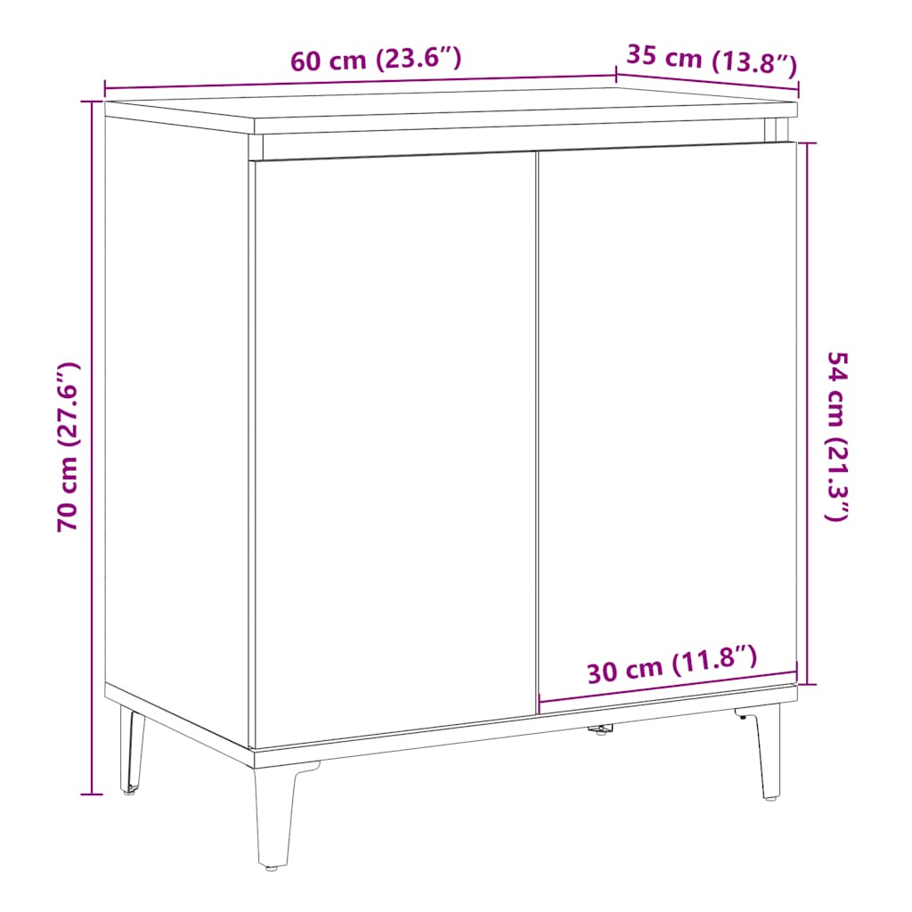 Skjenk gammelt tre 60x35x70 cm konstruert tre