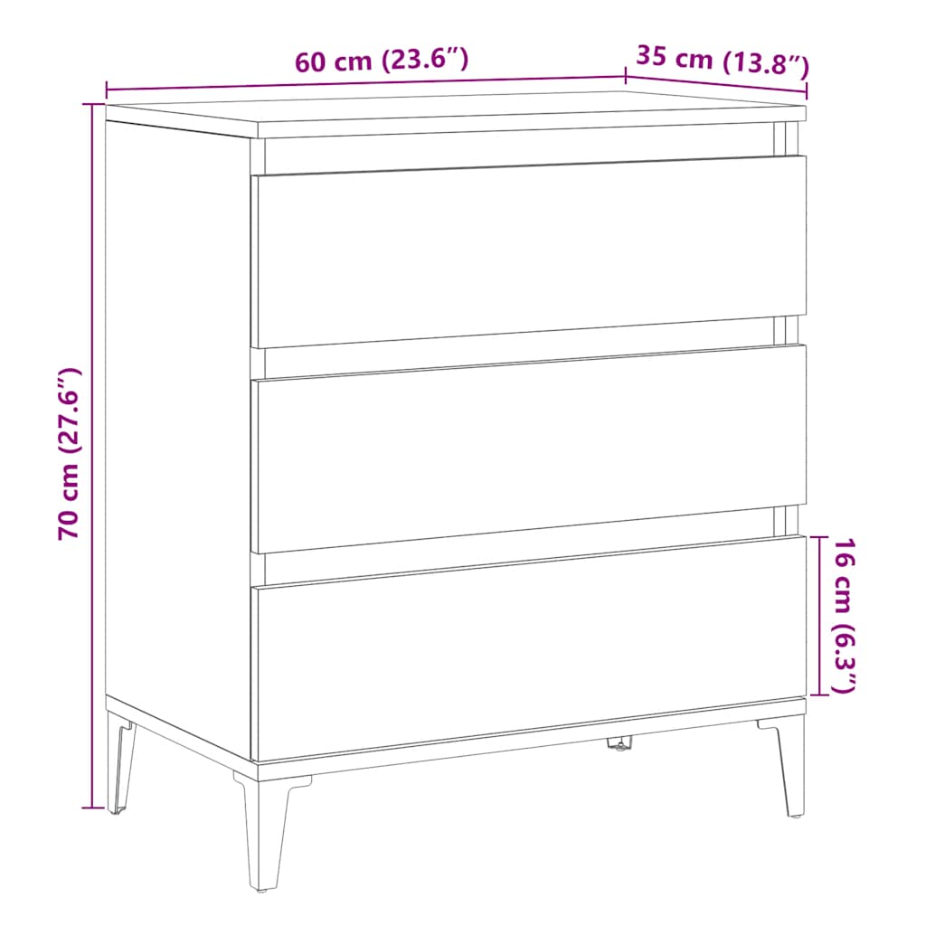 Skjenk gammelt tre 60x35x70 cm konstruert tre