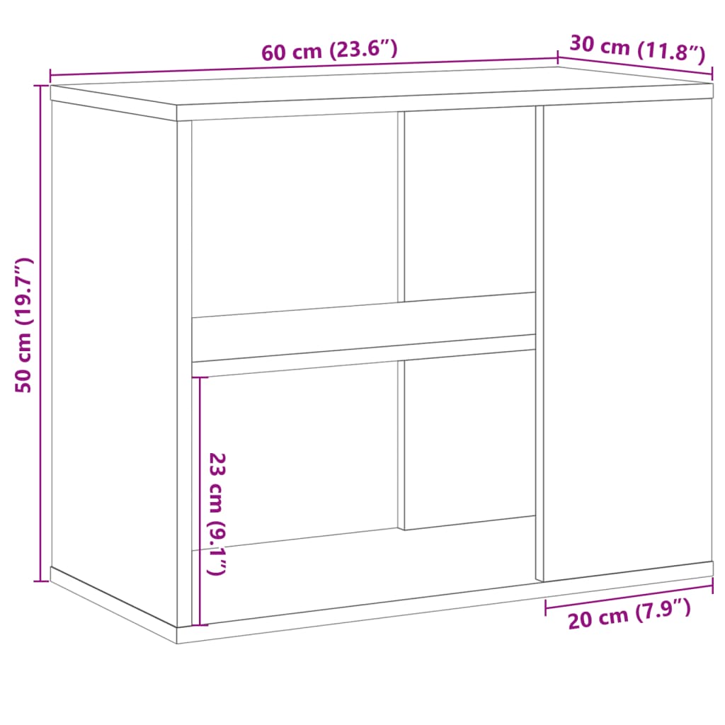 Sideskap artisan eik 60x30x50 cm konstruert tre