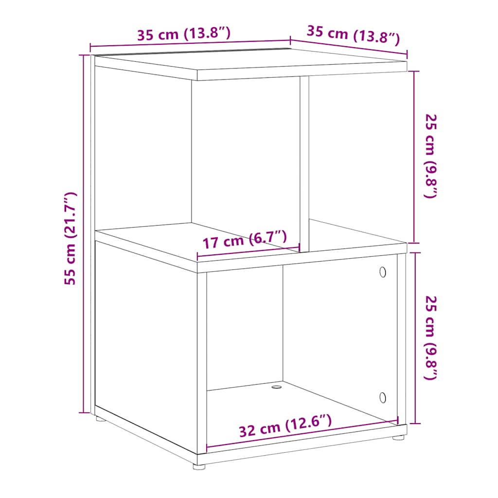 Nattbord gammelt tre 35x35x55 cm konstruert tre
