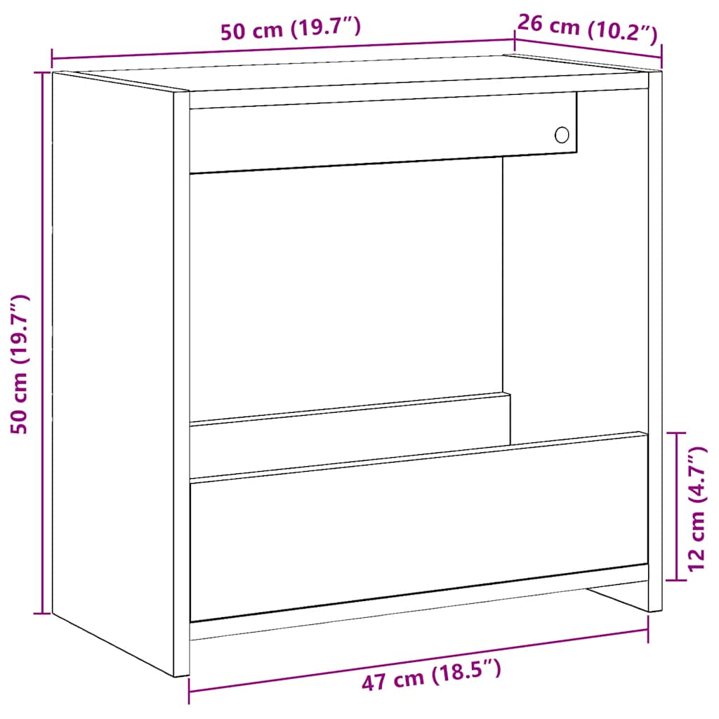 Sidebord artisan eik 50x26x50 cm konstruert tre