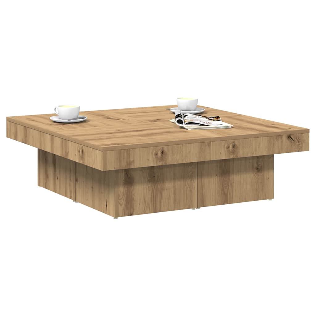 Salongbord artisan eik 90x90x28 cm konstruert tre