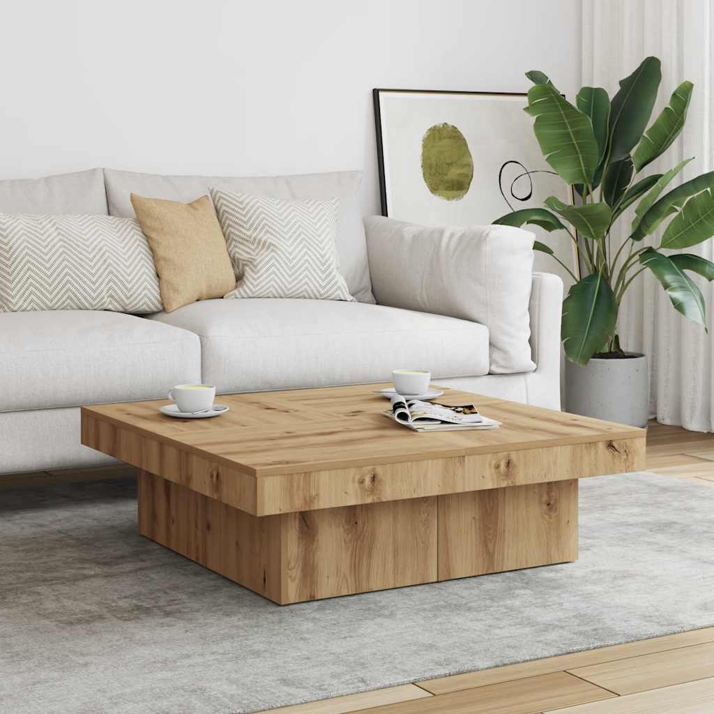 Salongbord artisan eik 90x90x28 cm konstruert tre