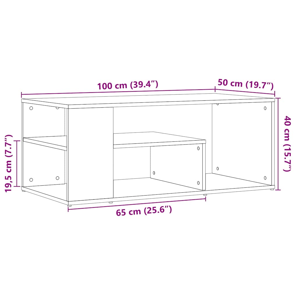 Salongbord gammelt tre 100x50x40 cm konstruert tre