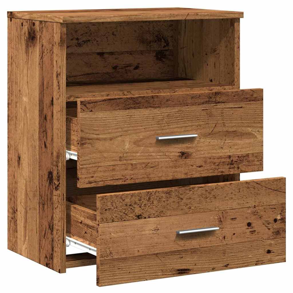 Nattbord 2 stk gammelt tre 50x32x60 cm konstruert tre