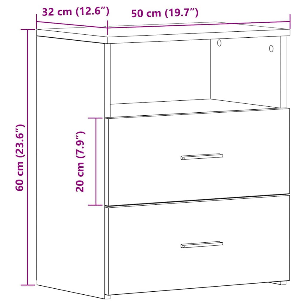 Nattbord 2 stk gammelt tre 50x32x60 cm konstruert tre
