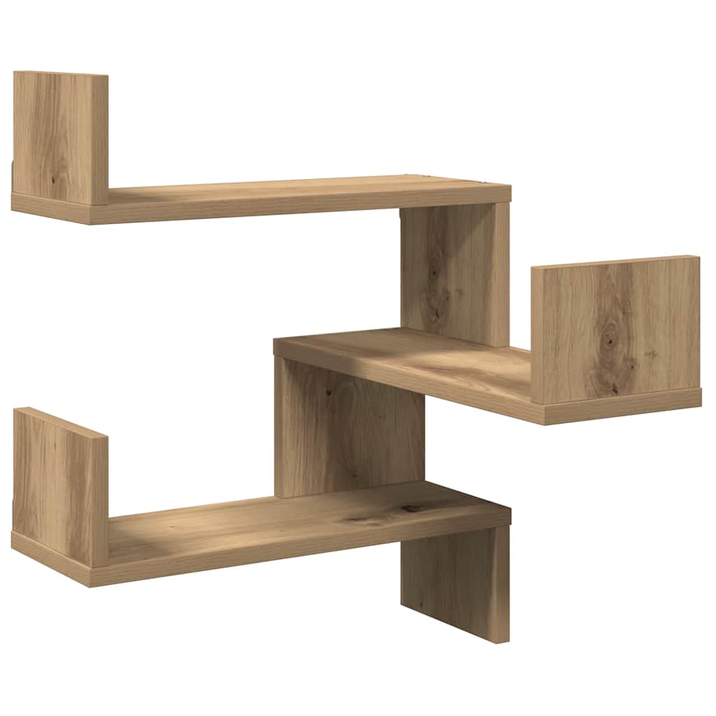 Vegg hjørnehyller 2 stk artisan eik 40x40x49,5cm konstruert tre