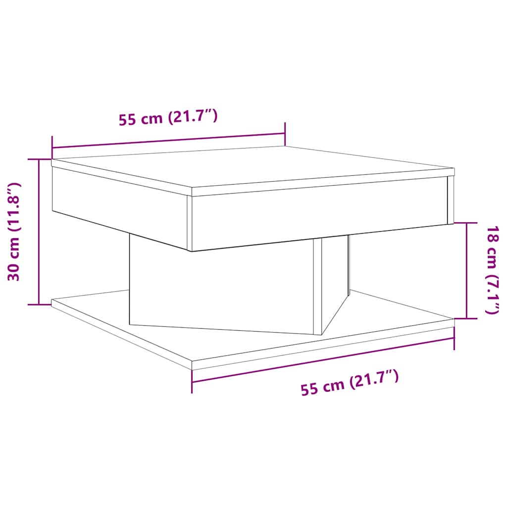 Salongbord gammelt tre 55x55x30 cm konstruert tre