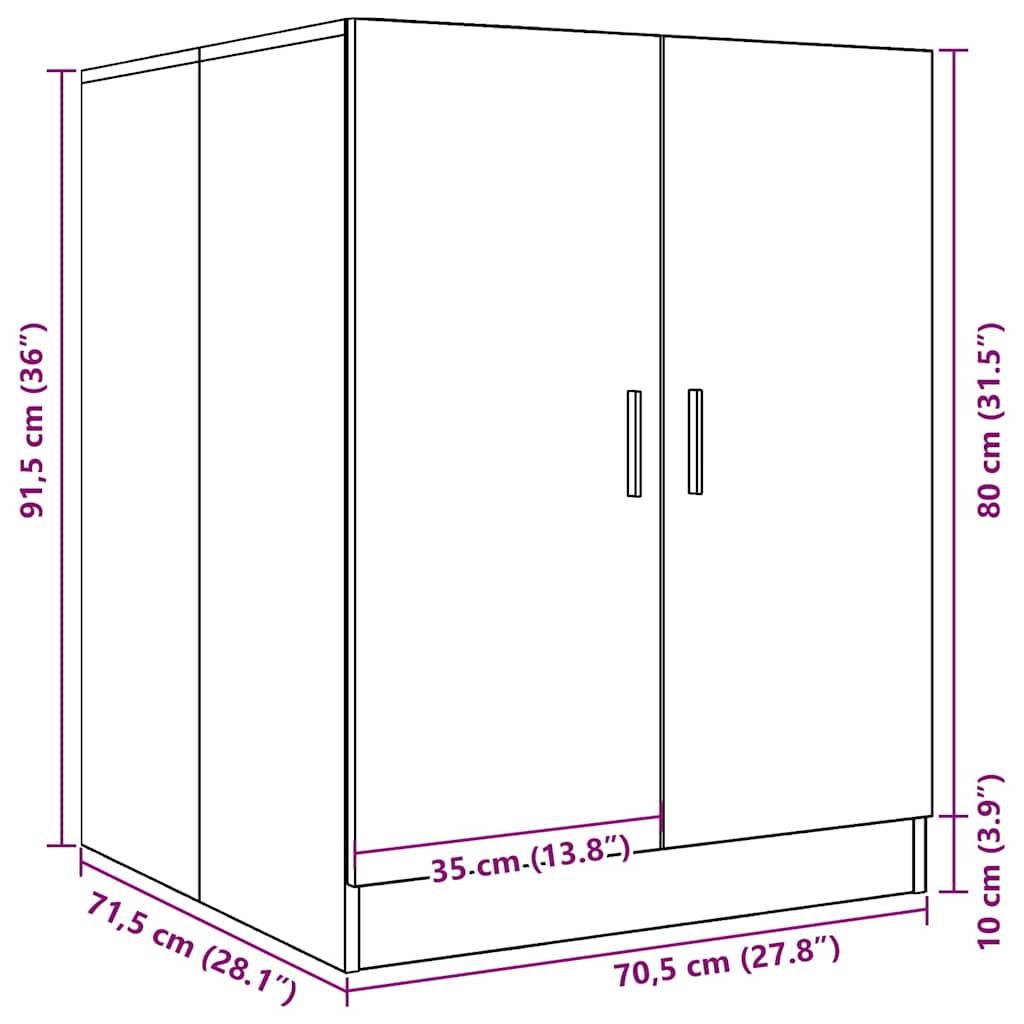 Vaskemaskinskap artisan eik 70,5x71,5x91,5 cm