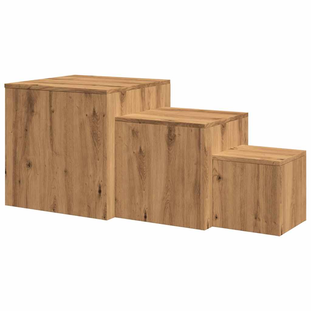 Sidebord 3 stk artisan eik konstruert tre