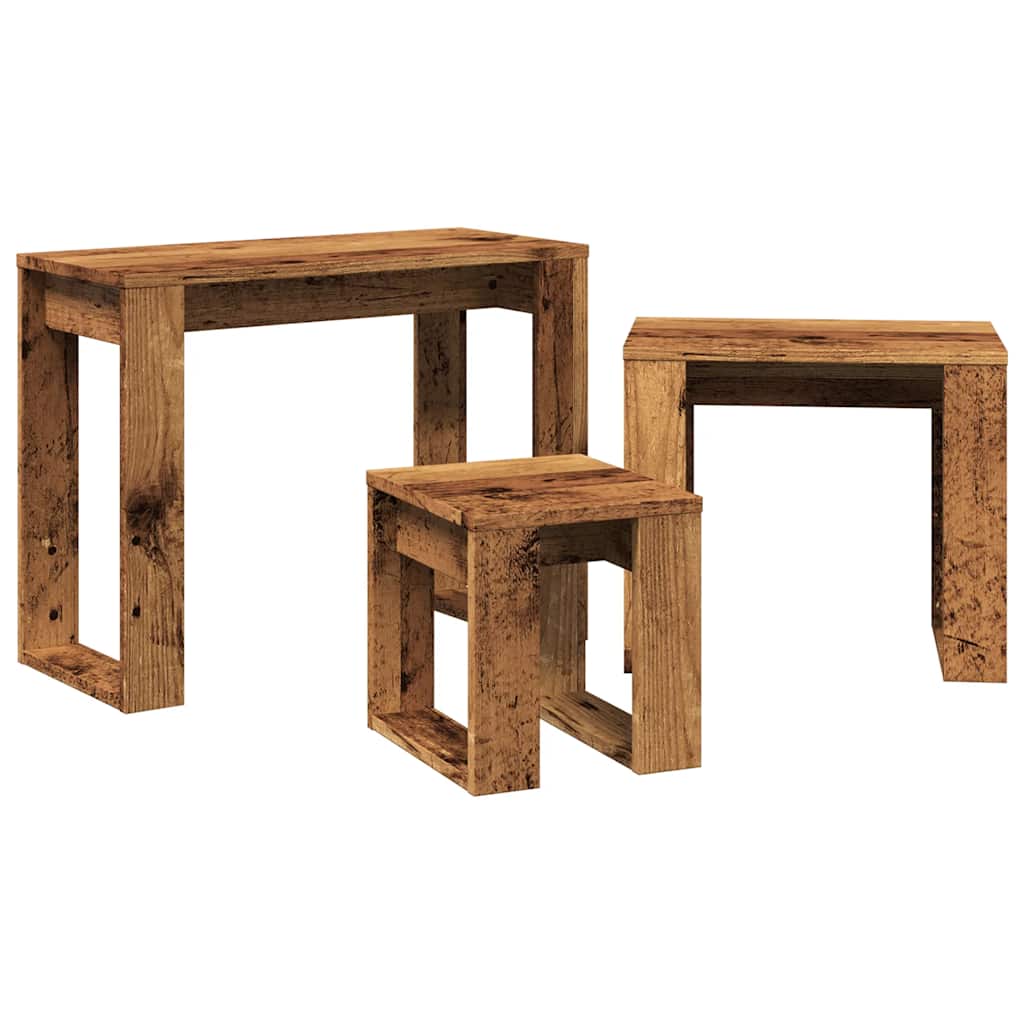 Stablebord 3 stk gammelt tre konstruert tre