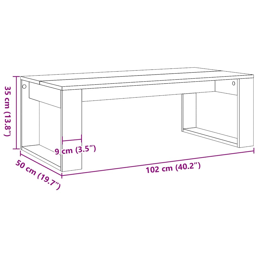 Salongbord artisan eik 102x50x35 cm konstruert tre