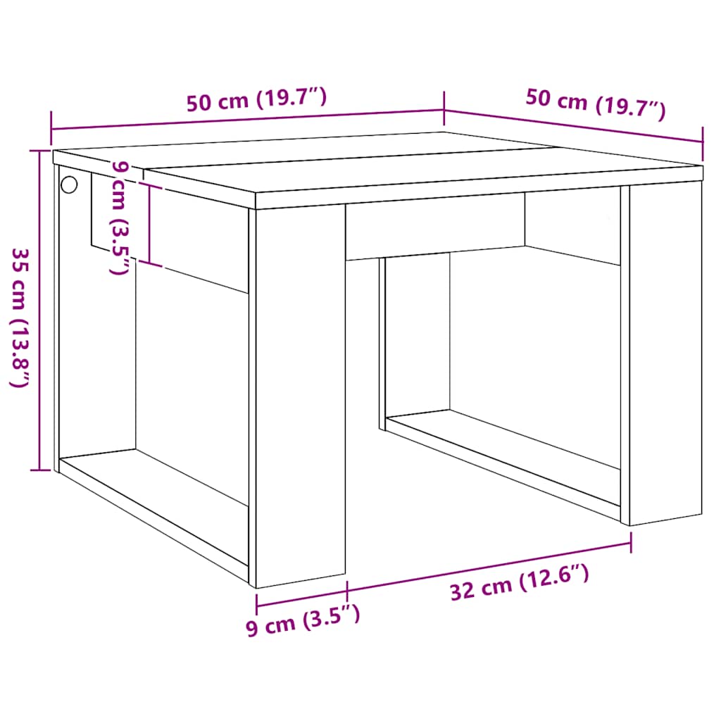 Sidebord artisan eik 50x50x35 cm konstruert tre