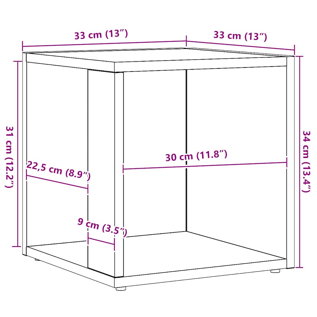 Sidebord artisan eik 33x33x34 cm konstruert tre