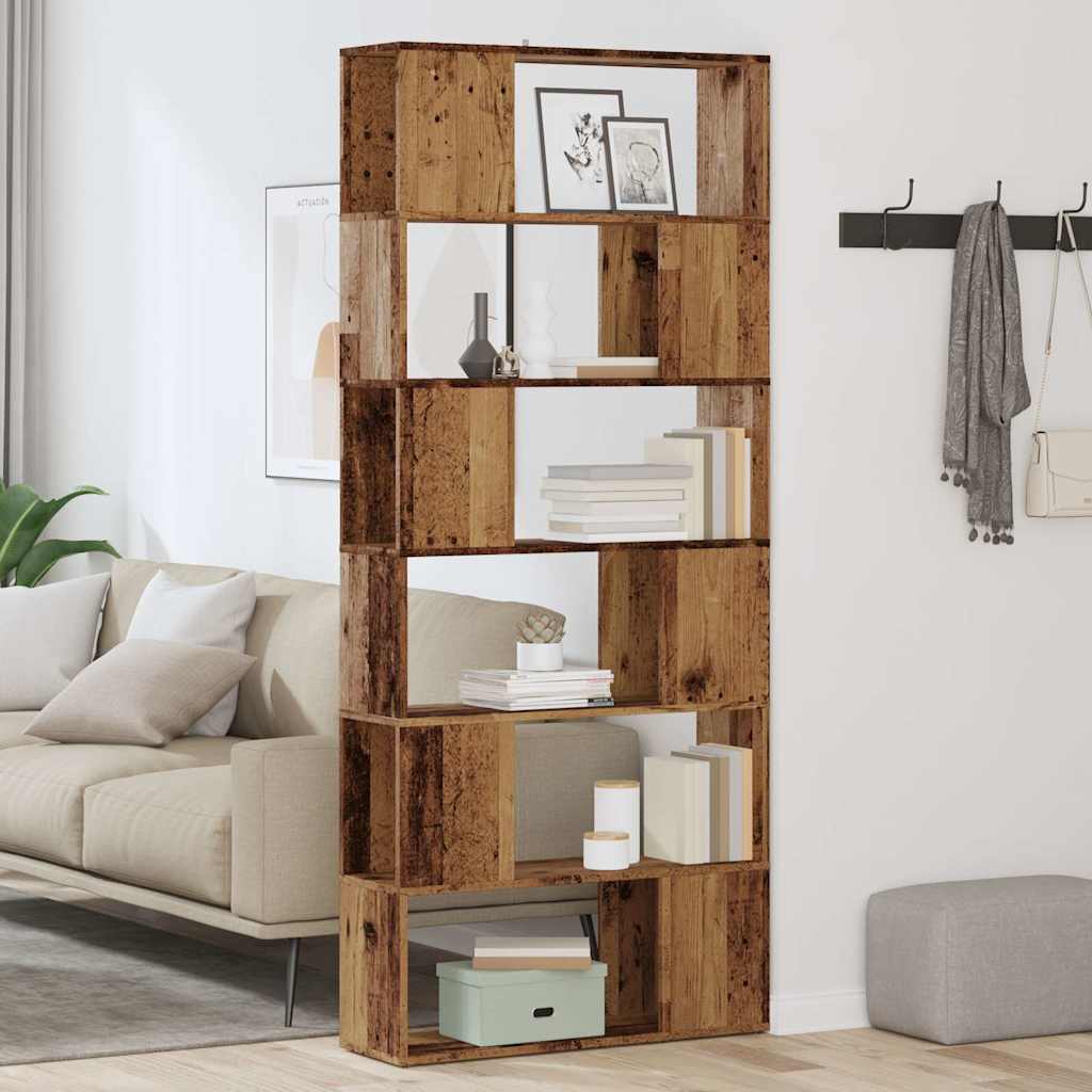 Bokhylle/romdeler gammelt tre 80x24x186 cm
