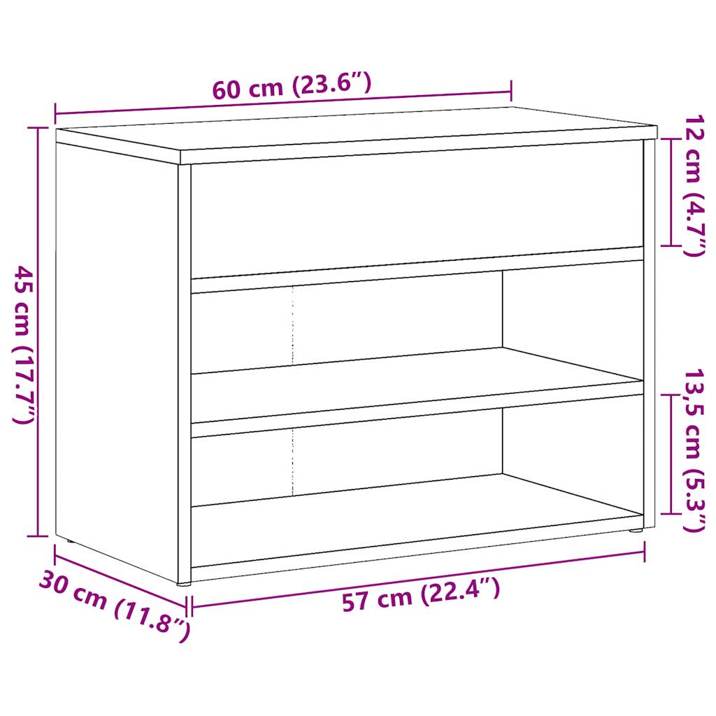 Skobenk gammelt tre 60x30x45 cm konstruert tre