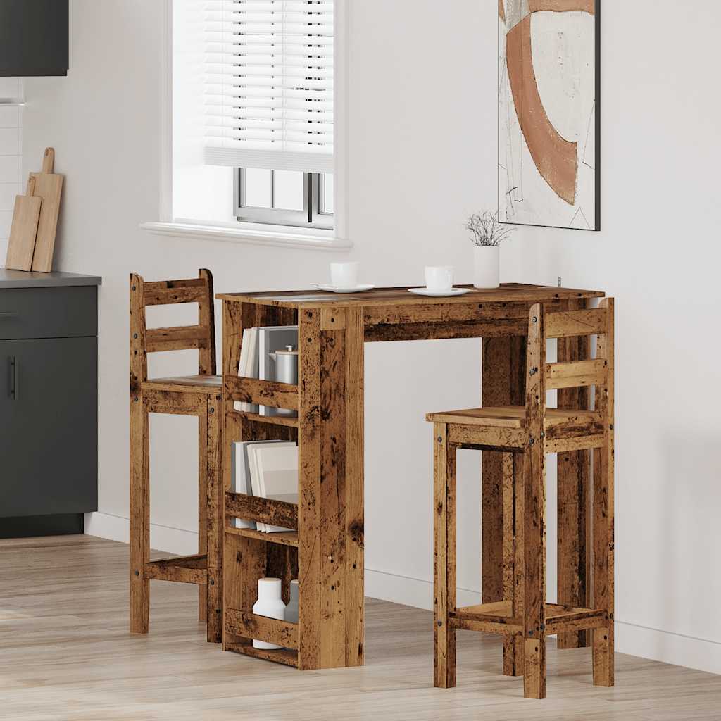 Barbord med oppbevaring gammelt tre 102x50x103,5 cm