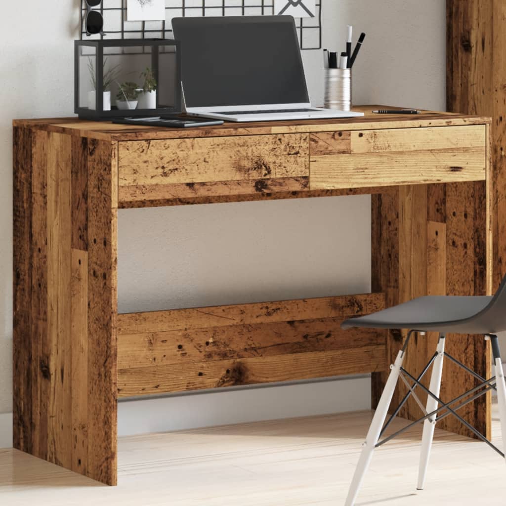 Skrivebord gammelt tre 101x50x76,5 cm konstruert tre
