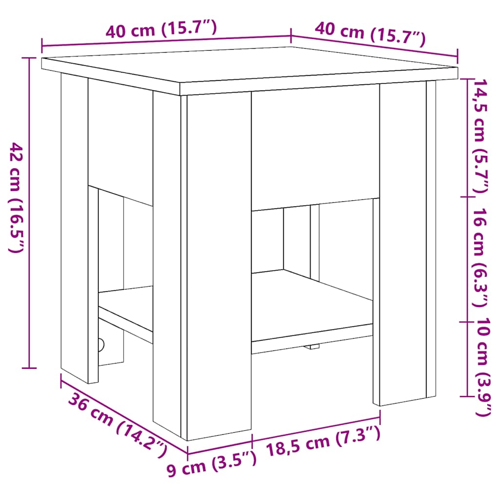 Salongbord gammelt tre 40x40x42 cm konstruert tre