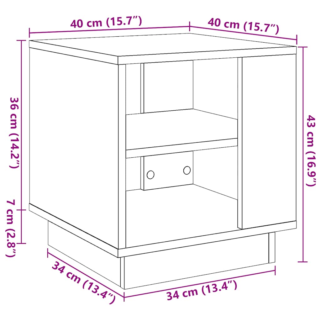 Salongbord gammelt tre 40x40x43 cm konstruert tre
