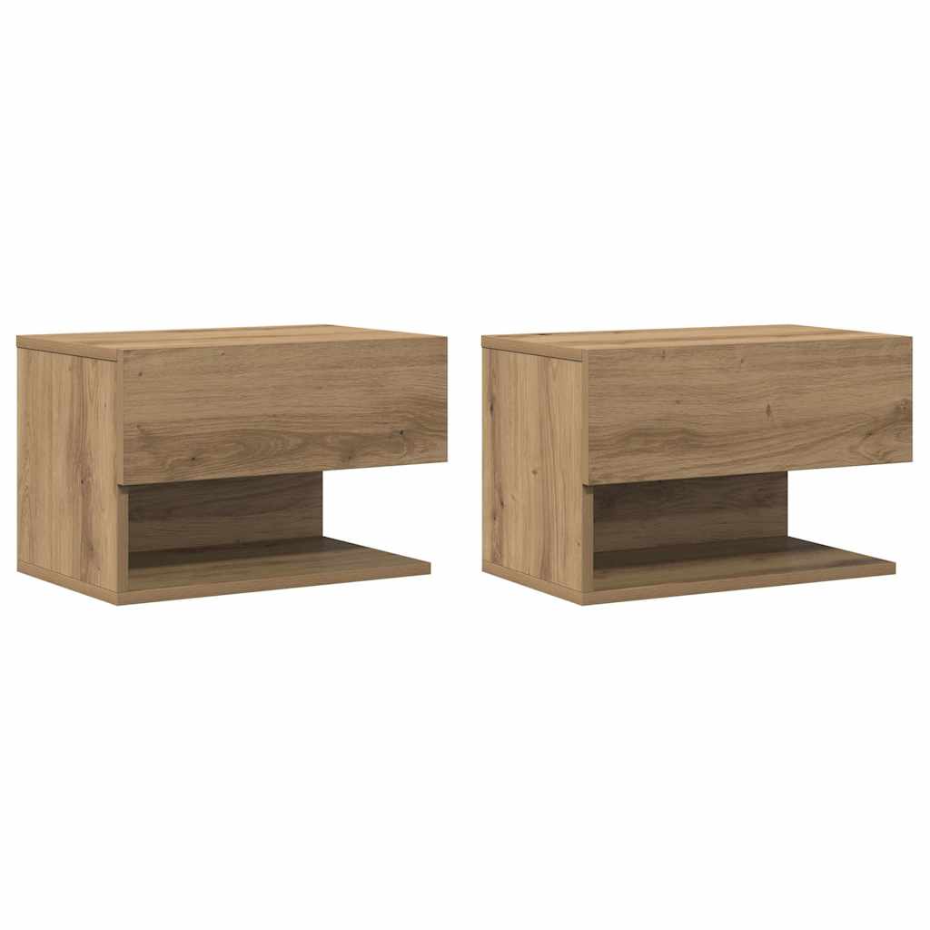 Veggmonterte nattbord 2 stk artisan eik