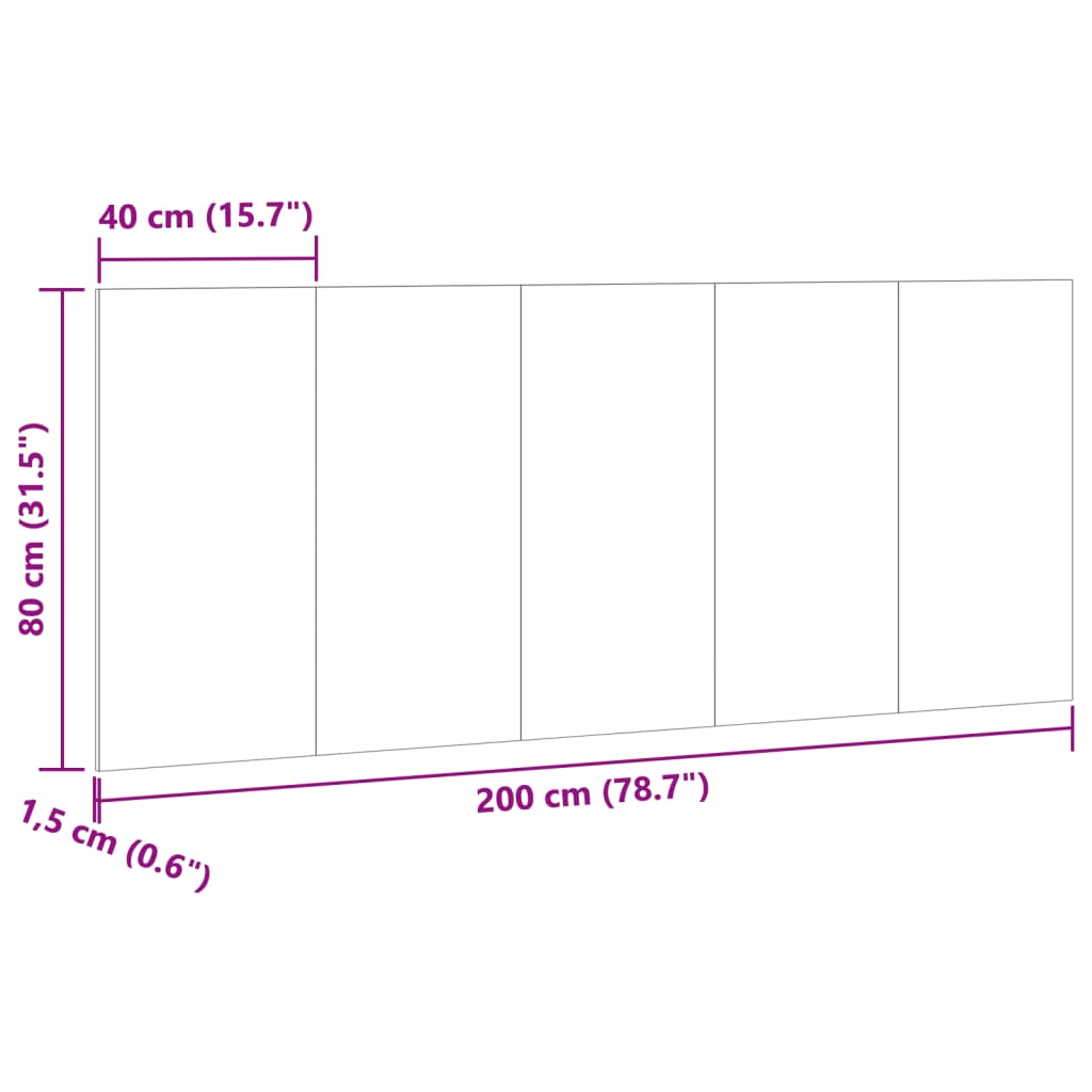 Sengegavl gammelt tre 200x1,5x80 cm konstruert tre