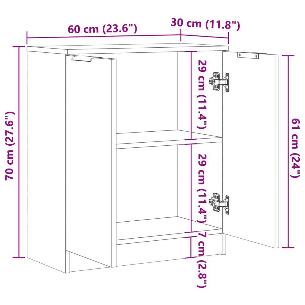 Skjenk gammelt tre 60x30x70 cm konstruert tre vidaXL