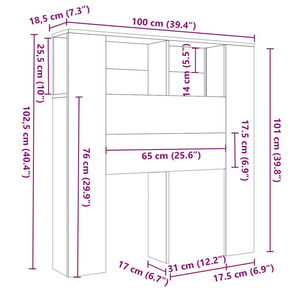 Hodegavl med hylle artisan eik 100x18,5x102,5 cm konstruert tre