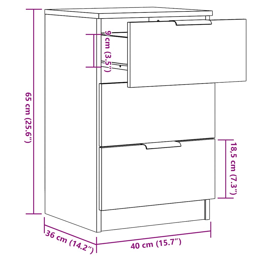 Nattbord gammelt tre 40x36x65 cm konstruert tre