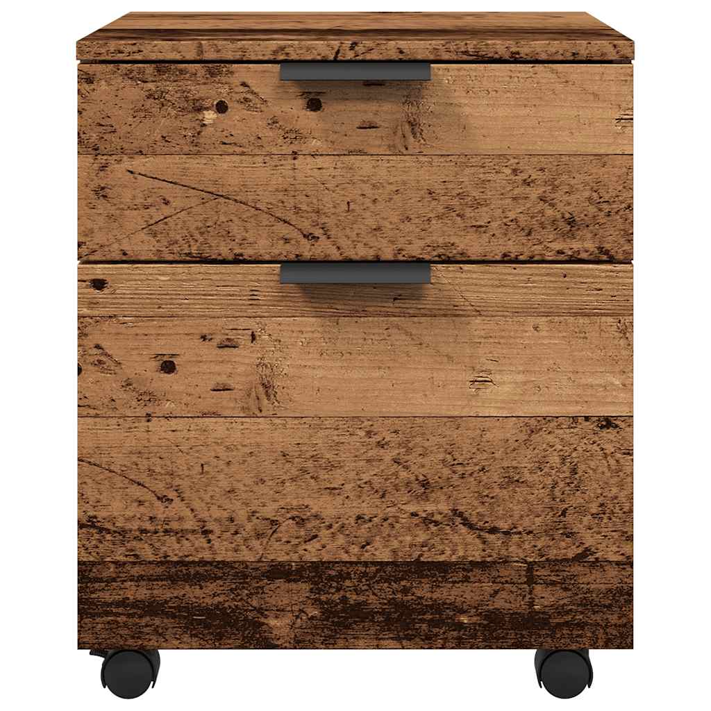 Mobilt arkivskap med hjul gammelt tre 45x38x54cm konstruert tre