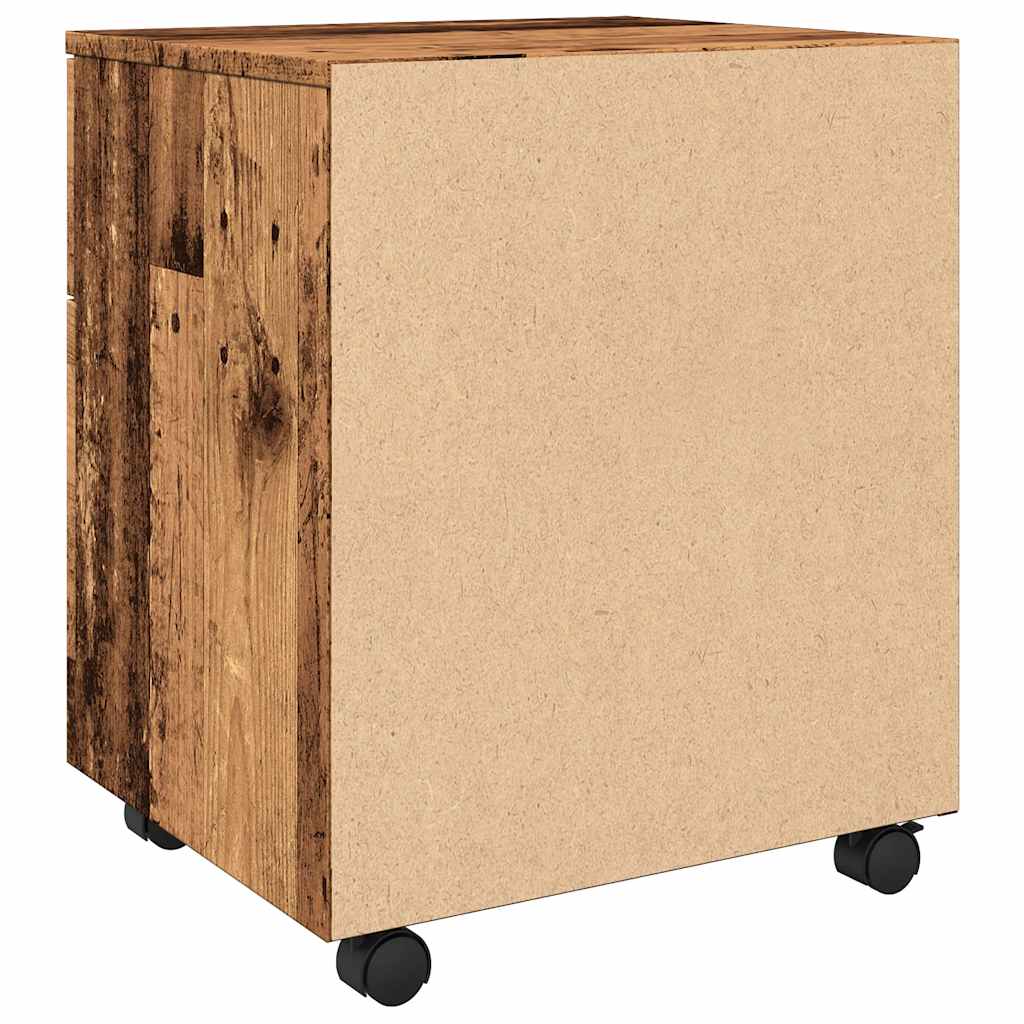 Mobilt arkivskap med hjul gammelt tre 45x38x54cm konstruert tre
