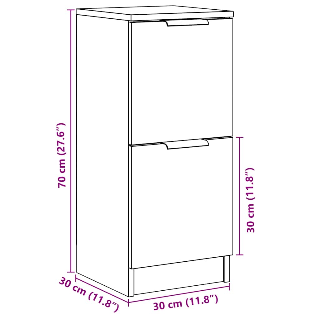 Skjenk gammelt tre 30x30x70 cm konstruert tre
