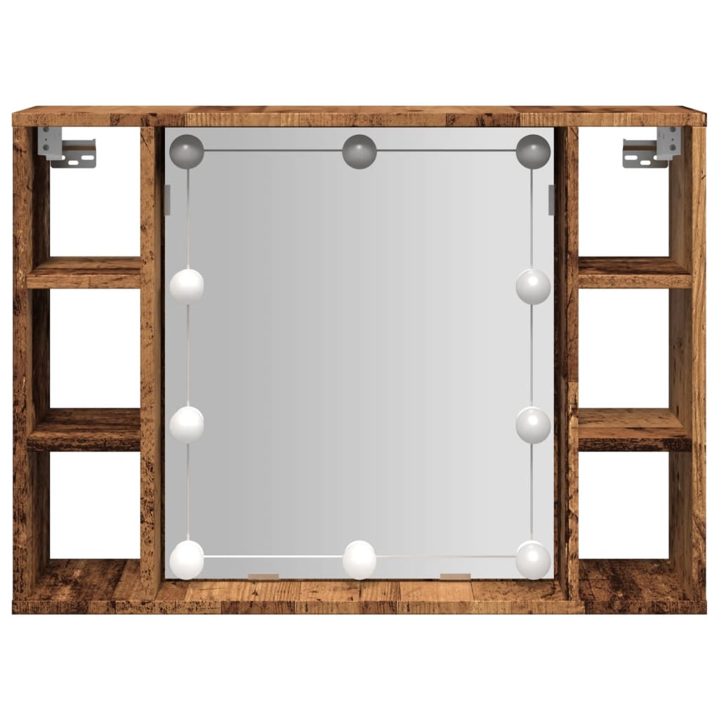 Sminkebord med LED gammelt tre 76x15x55 cm konstruert tre
