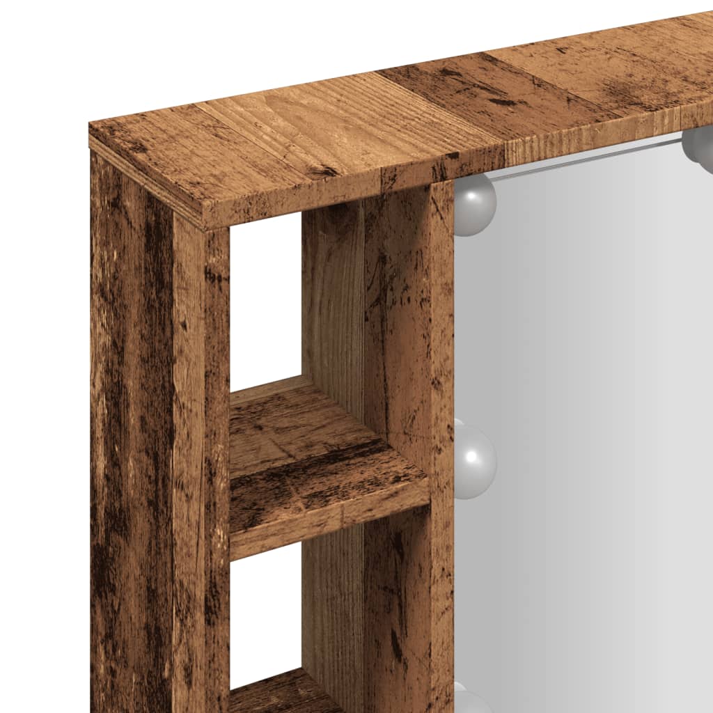 Sminkebord med LED gammelt tre 76x15x55 cm konstruert tre