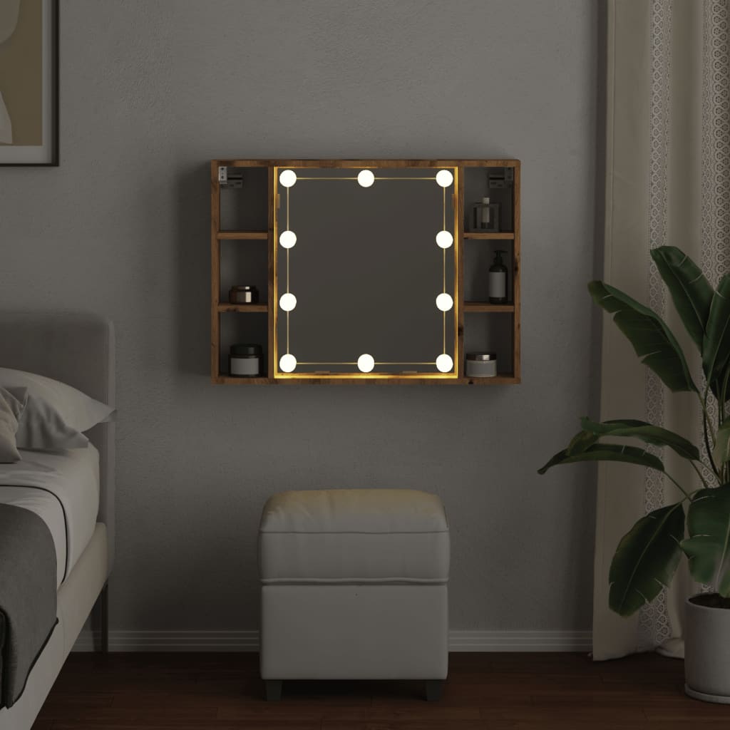 Sminkebord med LED artisan eik 76x15x55 cm konstruert tre