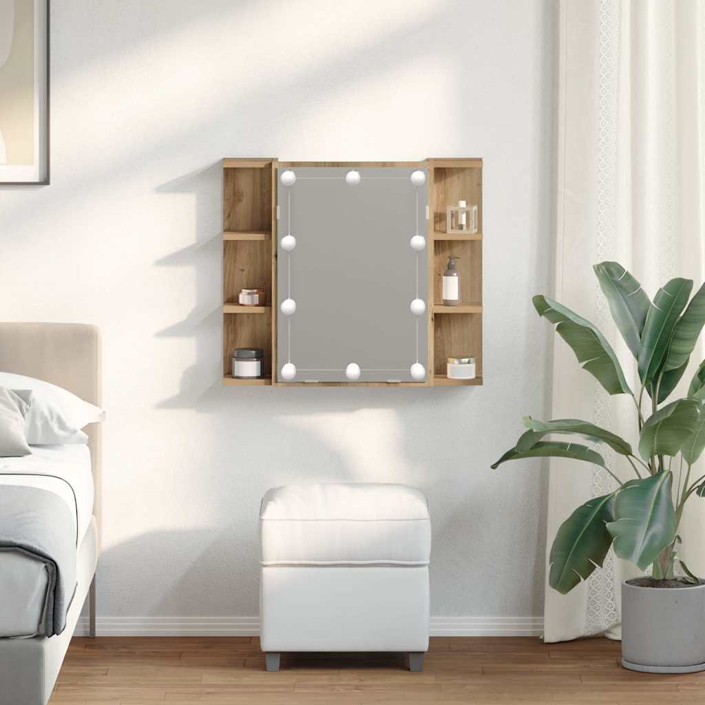Speilskap med LED artisan eik 70x16,5x60 cm