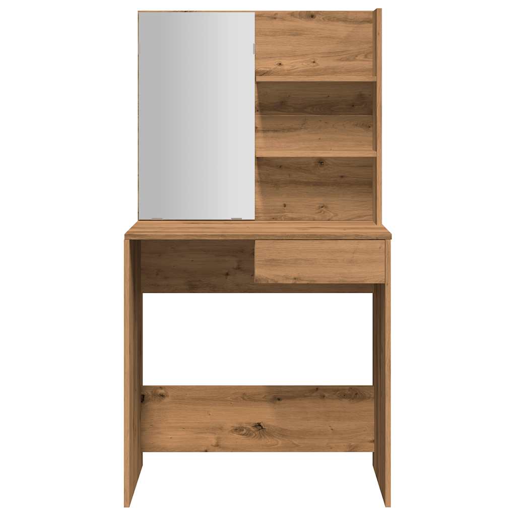 Sminkebord med speil artisan eik 74,5x40x141 cm