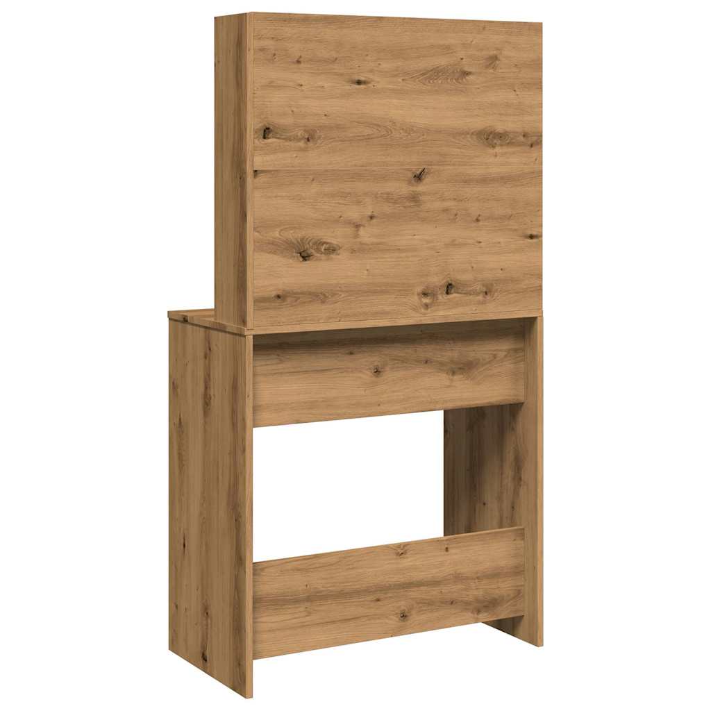 Sminkebord med speil artisan eik 74,5x40x141 cm