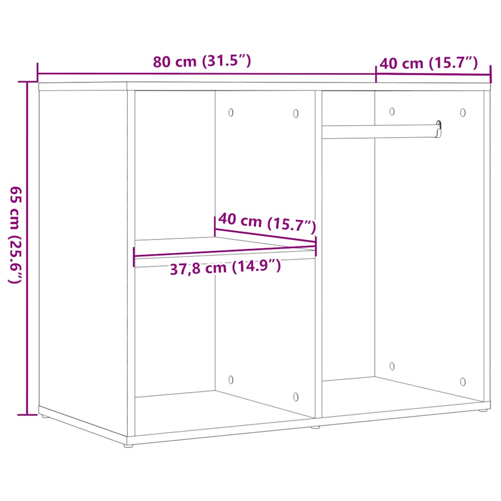 Sminkeskap artisan eik 80x40x65 cm konstruert tre