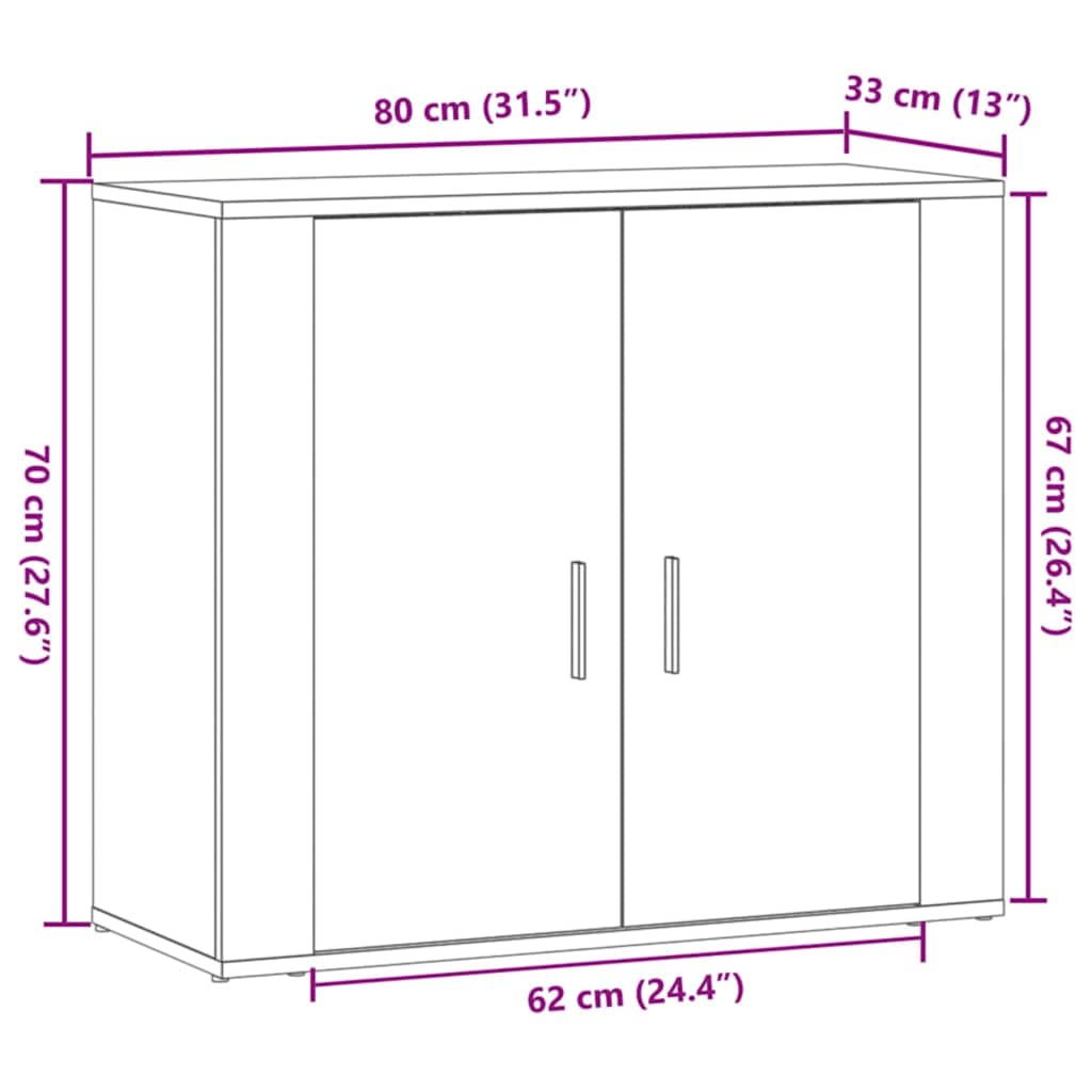Skjenk artisan eik 80x33x70 cm konstruert tre vidaXL