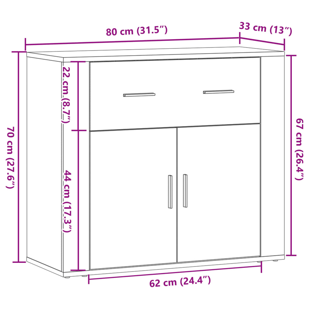 Skjenk gammelt tre 80x33x70 cm konstruert tre