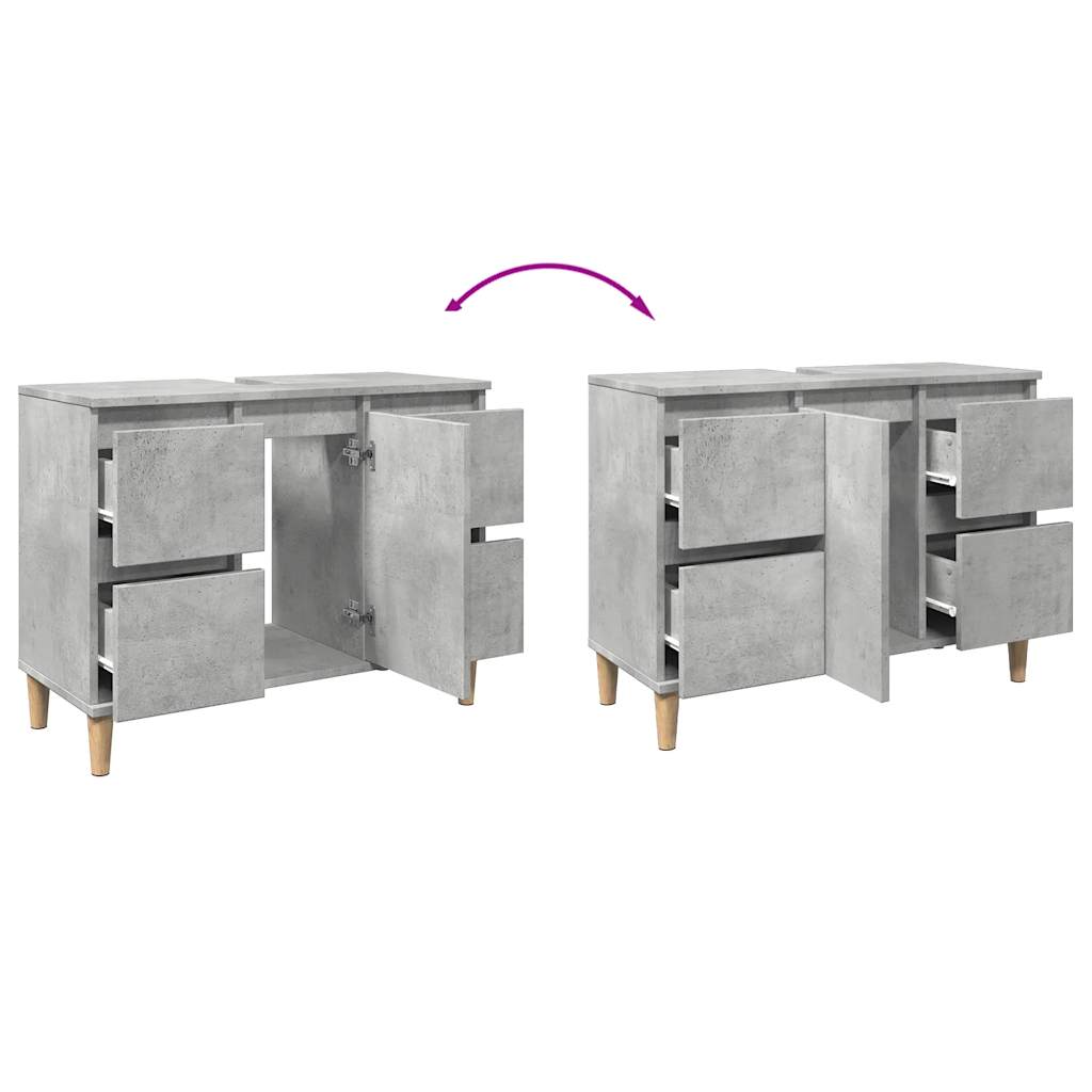 Servantskap betonggrå 80x33x60 cm konstruert tre