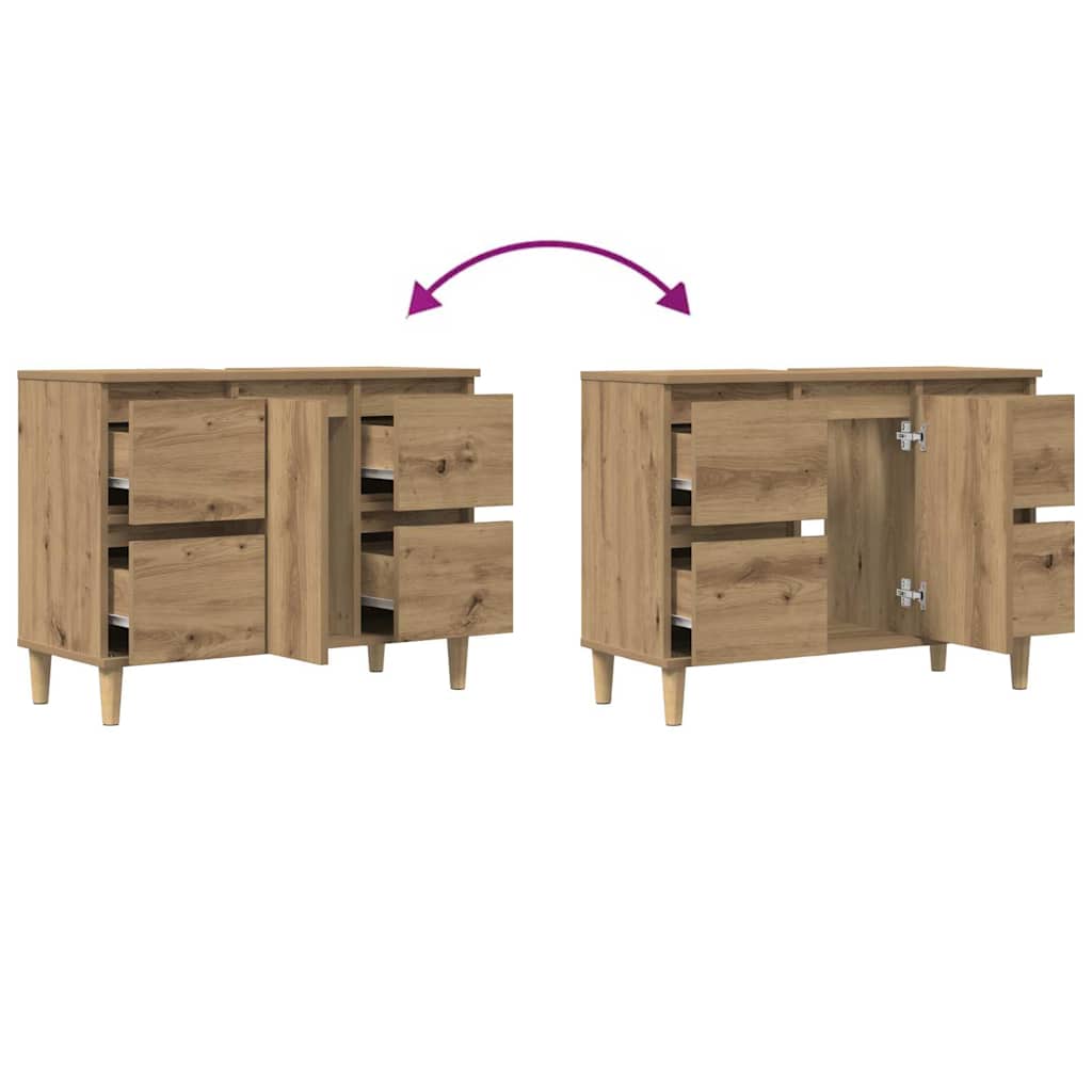 Servantskap artisan eik 80x33x60 cm konstruert tre
