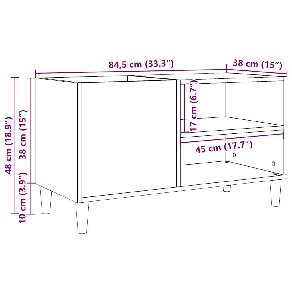 Plateskap gammelt tre 84,5x38x48 cm konstruert tre