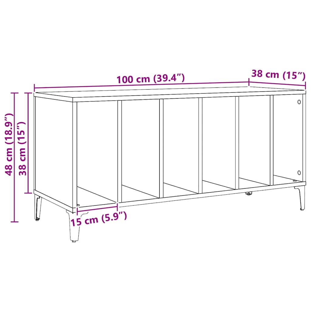 Plateskap artisan eik 100x38x48 cm konstruert tre vidaXL