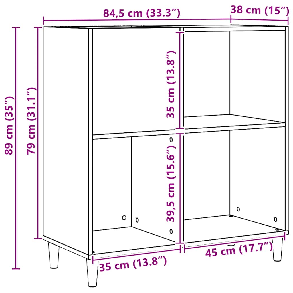 Plateskap artisan eik 84,5x38x89 cm konstruert tre