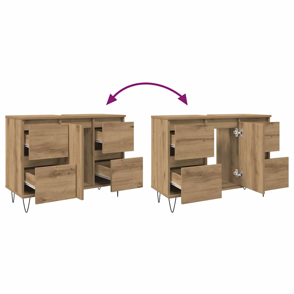Baderomsskap artisan eik 80x33x60 cm konstruert tre