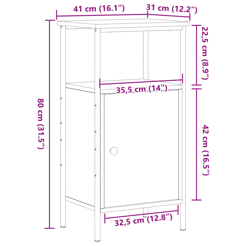 Nattbord gammelt tre 41x31x80 cm konstruert tre
