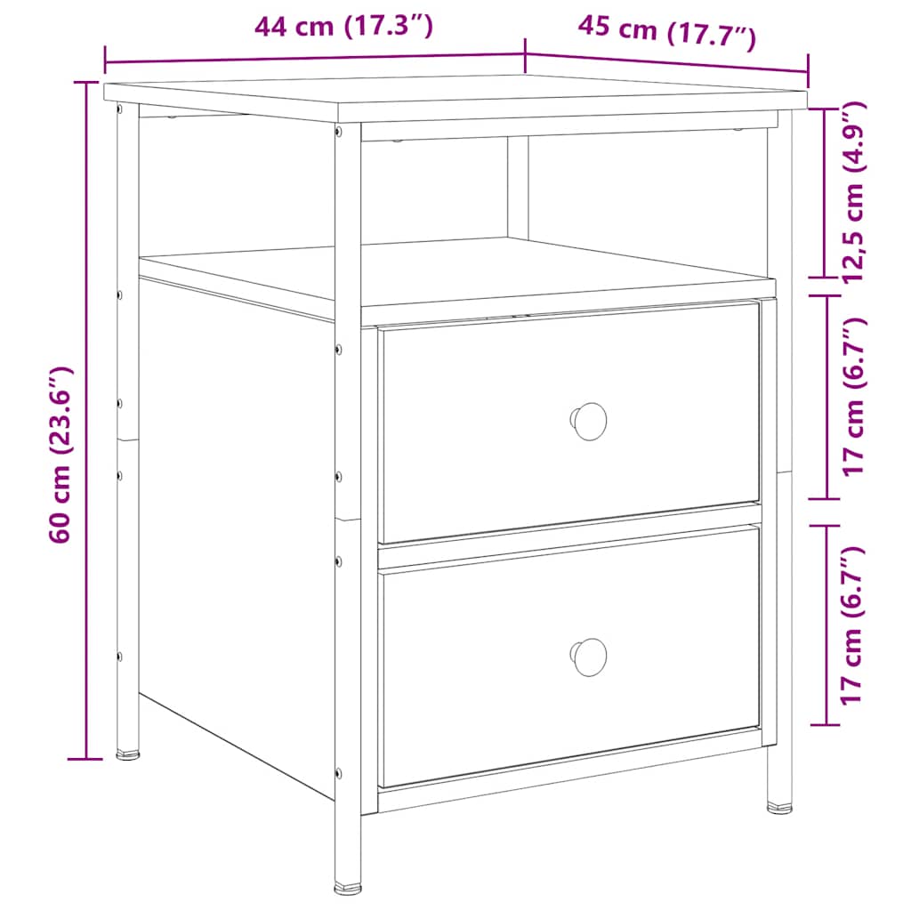 Nattbord artisan eik 44x45x60 cm konstruert tre